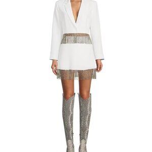 Gianni Bini Dixie Rhinestone Fringe Coordinating Crepe Skirt